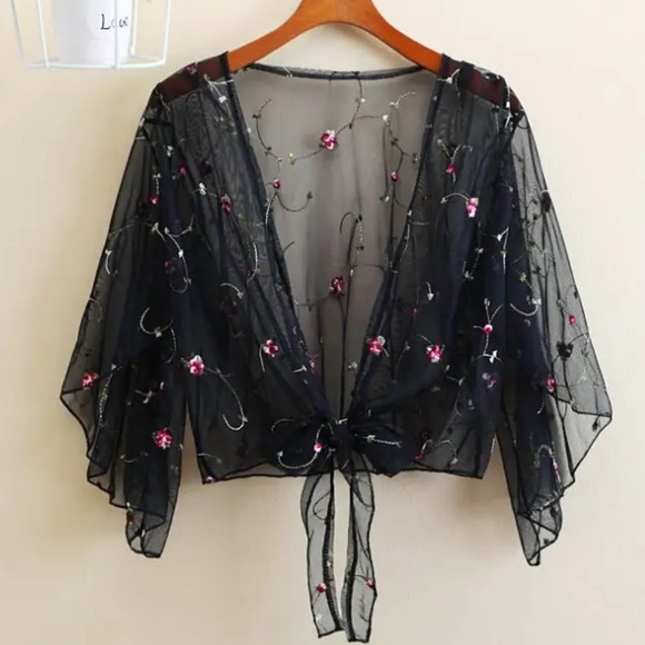 Jackets & Blazers - $6 Black Floral Wrap Shawl. New. $6 if bundled